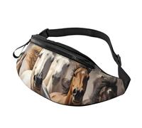 Marsupio con treno a vapore 2 per uomo e donna, alla moda, regolabile, per viaggi, sport, passeggiate, Cavalli, Taglia unica