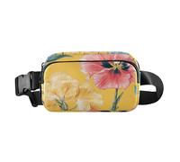 Marsupio con tulipani floreali gialli, elegante, per donne, uomini, adolescenti, impermeabile, da viaggio, con cinghia regolabile, per viaggi, vacanze, corsa, Tulipani floreali Giallo, 1 size