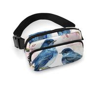 Marsupio con uccelli e pizzo, per donne e uomini, impermeabile, con cintura regolabile, borsa a tracolla casual, borsa da viaggio per sport, corsa, ciclismo, bianco, 20 x 13 cm, marsupio, Bianco,