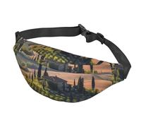 Marsupio con varie verdure e frutta, per donne e uomini, impermeabile, con cintura regolabile, casual, borsa a tracolla da viaggio, per sport, corsa, ciclismo, Toscana Paesaggio Alberi Paesaggi