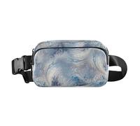 Marsupio con vena frattale effetto marmo ondulato, tinta a inchiostro, alla moda, per donne e uomini, mini borsa a tracolla con cinghia regolabile, per viaggi, shopping, corsa, Tintura ondulata
