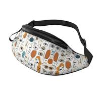Marsupio con viso astratto regolabile - Marsupio stampato alla moda - Borsa a tracolla artistica - Unisex - Borsa a mano libera alla moda per la vita del campus - 14 x 35 cm, A18, taglia unica, A18