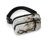 Marsupio con vista laterale della mucca, per donne e uomini, impermeabile, con cintura regolabile, borsa a tracolla casual, da viaggio, per sport, corsa, ciclismo, bianco, 20 x 13 cm, marsupio,