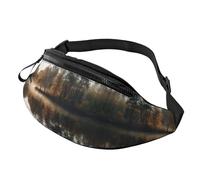 Marsupio con vista rurale al tramonto, per uomo e donna, alla moda, regolabile, per viaggi, sport, passeggiate, Riflessione alberi su un lago, Taglia unica