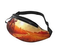 Marsupio con vista rurale al tramonto, per uomo e donna, alla moda, regolabile, per viaggi, sport, passeggiate, Vista Rurale Tramonto, Taglia unica