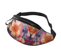 Marsupio con vista rurale al tramonto, per uomo e donna, alla moda, regolabile, per viaggi, sport, passeggiate, Fiori brillanti., Taglia unica