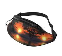 Marsupio con vista rurale al tramonto, per uomo e donna, alla moda, regolabile, per viaggi, sport, passeggiate, Pittura Tramonto, Taglia unica