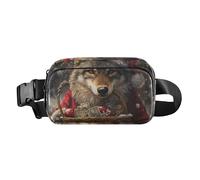Marsupio con volpe natalizia carina, stile cartone animato, elegante, per donne e uomini, piccola borsa a tracolla con tracolla regolabile per lo shopping, lo sport, il lavoro, Cartone animato carino