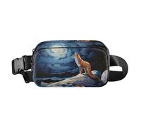 Marsupio con volpe sulla collina sotto il cielo stellato, marsupio per attività all'aperto, Multicolore, Taglia unica, casual
