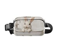 Marsupio da bagno con coniglietto da bagno carino, per uomo e donna, impermeabile, con tracolla regolabile, per allenamento, corsa, escursionismo, Cartoon carino bianco bagno coniglio, 1 size