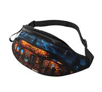 Marsupio da basket con fiamme e gocce d'acqua, per uomini e donne, borsa a tracolla regolabile, adatta per viaggi, escursionismo, escursionismo, corsa, Cabina di pilotaggio dell'aere, Taglia unica