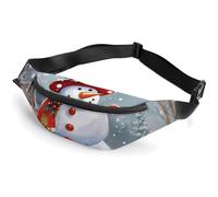 Marsupio da cintura per donne e uomini, marsupio con cinghia regolabile, bellissima borsa a tracolla con isola in mare, piccola borsa a tracolla, Buon Natale pupazzo di neve e uccelli, 36*15cm