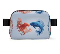 Marsupio da combattimento con animali sottomarini, unisex, impermeabile, tracolla regolabile