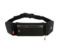 Marsupio da corsa a doppia tasca impermeabile per sport all'aria aperta marsupio esercizio fitness borsa per telefono regolabile sacchetti da cintura, Colore: nero.