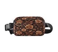 Marsupio da corsa alla moda per donne d'affari vintage floreale William Morris marrone boho borsa a tracolla con tracolla regolabile resistente all'acqua per viaggi, shopping, corsa