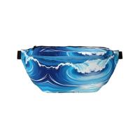 Marsupio da corsa blu Ocean Wave, supporto per telefono senza rimbalzo per palestra, marsupio a tracolla impermeabile con cinghia regolabile