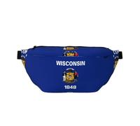 Marsupio da corsa con bandiera del Wisconsin, supporto per telefono senza rimbalzo, per palestra, impermeabile, con tracolla regolabile