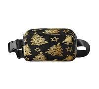 Marsupio da corsa con campanella e albero di Natale, colore oro e nero, alla moda, per donne e uomini, impermeabile, con cinghia regolabile, per ciclismo, escursionismo, palestra, mariconeras de