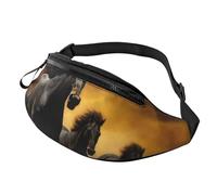 Marsupio da corsa con cavalli neri per uomo e donna, borsa a tracolla impermeabile per sport all'aria aperta