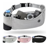 Marsupio da corsa con cinghia elastica regolabile, a prova di sudore, adatto a tutti i telefoni e dimensioni della vita, per corridori, jogging, esercizi all'aperto, grande capacità, Grigio con tasca