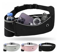 Marsupio da corsa con cinghia elastica regolabile, a prova di sudore, adatto a tutti i telefoni e dimensioni della vita, per corridori, jogging, esercizi all'aperto, grande capacità, Nero 1 con tasca