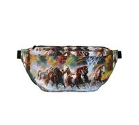 Marsupio da corsa con stampa di cavalli, borsa casual leggera a tracolla con cintura e cinturino regolabile