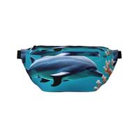 Marsupio da corsa con stampa di delfini subacquei, casual, leggero, a tracolla, con cinghia regolabile