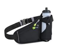 Marsupio da corsa, marsupio con porta bottiglia d'acqua riflettente con porta cuffie per viaggi, escursionismo, ciclismo, passeggiate, jogging, Nero , Classique