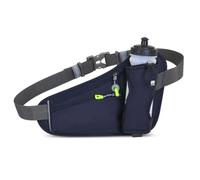 Marsupio da corsa, marsupio con porta bottiglia d'acqua riflettente con porta cuffie per viaggi, escursionismo, ciclismo, passeggiate, jogging, blu navy, Classique