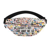 Marsupio da corsa per amanti delle corse con luci e scritta "Lights Out and Away We Go", Luci spente Fp3, alla moda