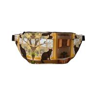 Marsupio da cucina con gatto e finestra, senza rimbalzo, porta telefono per palestra, borsa a tracolla impermeabile con cinghia regolabile
