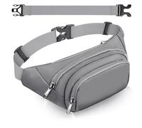 Marsupio da donna a 4 tasche con cintura allungata di 35 cm, da uomo, grande capacità, impermeabile, per iPad Mini e iPhone 12 pro max, Marsupio grigio, L, Borsa Big Bum