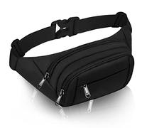Marsupio da donna a 4 tasche con cintura allungata di 35 cm, da uomo, grande capacità, impermeabile, per iPad Mini e iPhone 12 pro max, Marsupio nero, L, Borsa Big Bum