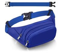 Marsupio da donna a 4 tasche con cintura allungata di 35 cm, da uomo, grande capacità, impermeabile, per iPad Mini e iPhone 12 pro max, Marsupio blu, L, Borsa Big Bum