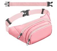 Marsupio da donna a 4 tasche con cintura allungata di 35 cm, da uomo, grande capacità, impermeabile, per iPad Mini e iPhone 12 pro max, Marsupio rosa chiaro, L, Borsa Big Bum