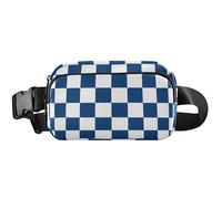 Marsupio da donna a scacchiera blu e bianca, antifurto, impermeabile, luminoso, a scacchiera, 20,3 x 13,5 x 5,8 cm, divertente e carino, a scacchiera blu bianca, 20,3 x 5,3 x 2,3 cm, Scacchiera blu