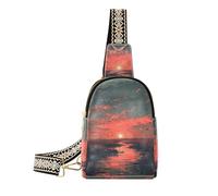 Marsupio da donna alla moda con oche selvatiche al tramonto lago, zaino in pelle per zaino da giorno, oche selvatiche tramonto lago, 1 taglia, Lago al tramonto delle oche selvatiche, 1 size