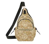 Marsupio da donna alla moda per corsa, escursionismo, vintage, rosa William Morris, giallo