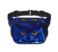 Marsupio da donna blu con stampa di gufi, con cinghia regolabile, per allenamento/corsa/escursionismo, Nero , Taglia unica