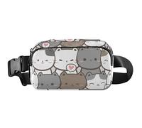 Marsupio da donna carino impermeabile da cintura borsa con gatti che strizzano l'occhio marrone da viaggio, gatti ammiccanti marroni, 20,3 x 13,5 x 5,8 cm, divertente carino, gatti ammiccanti marroni