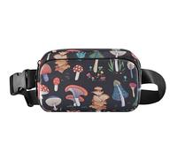 Marsupio da donna carino impermeabile grande marsupio colorato natura funghi neri sacchetti in vita per gli uomini, funghi naturali colorati neri, 20,3 x 13,5 x 5,8 cm, divertente, carino, funghi