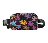 Marsupio da donna carino impermeabile marsupio marsupio colorato puzzle nero crossbody marsupio colorato puzzle nero puzzle colorato nero, 20,3 x 13,5 x 5,8 cm, divertente carino, puzzle colorato nero