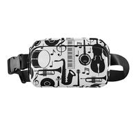 Marsupio da donna chic musica nero grande marsupio carino impermeabile marsupio per donne, musica chic nera, 20,3 x 13,5 x 5,8 cm, divertente carino, musica chic nera, 20,3 x 13,5 x 5,8 cm, divertente