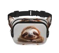 Marsupio da donna con adorabile stampa bradipo con cinghia regolabile per allenamento/corsa/escursionismo, Nero , Taglia unica