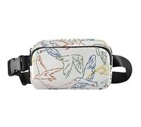 Marsupio da donna con adorabile uccellino bianco, grazioso marsupio da viaggio impermeabile per uomo, adorabili uccelli bianchi, 20,3 x 13,5 x 5,8 cm, divertente, carino, uccellini bianchi, 20,3 x