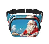 Marsupio da donna con Babbo Natale in spiaggia, impermeabile, regolabile, alla moda, casual, a tracolla, per corsa, allenamento, escursionismo, viaggi, nero, taglia unica, Nero , Taglia unica