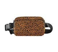Marsupio da donna con cerniera, mini marsupio con tracolla regolabile, per shopping, sport, lavoro, texture leopardata, Texture macchie leopardate inchiostro profondo, 1 Size