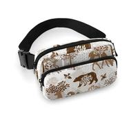 Marsupio da donna, con cervo, orso, volpe, gufo, coniglio, uccello, albero, borsa a tracolla da donna, alla moda