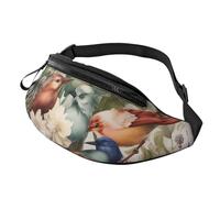 Marsupio da donna con cintura grande borsa a tracolla alla moda borsa da petto con sfondo nero e rosso marsupio per viaggi, Uccelli nel mio giardino, Taglia unica