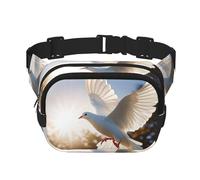 Marsupio da donna con colomba bianca che vola al sole, impermeabile, regolabile, alla moda, casual, borsa a tracolla per corsa, allenamento, escursionismo, viaggi, nero, taglia unica, Nero , Taglia